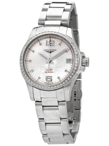 Longines Conquest V.H.P. Quartz Diamond White Mother of Pearl Dial Ladies Watch L3.316.0.87.6 - LONGINES - BALAAN 1