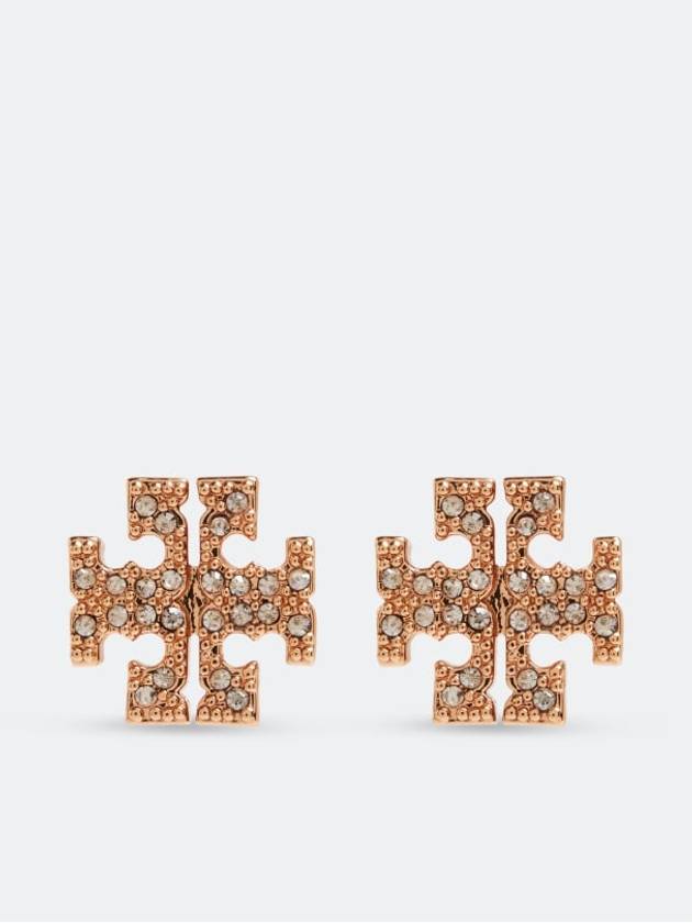 Crystal Logo Stud Earrings Rose Gold - TORY BURCH - BALAAN 2