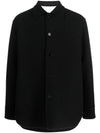 Button Overshirt Wool Jacket Black - JIL SANDER - BALAAN 1