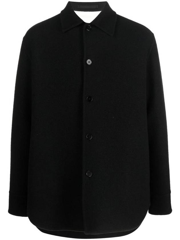 Button Overshirt Wool Jacket Black - JIL SANDER - BALAAN 1