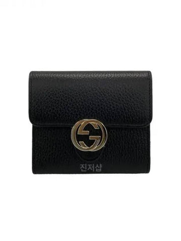 GG interlocking half wallet black 6155 39151152 1038313 - GUCCI - BALAAN 1