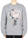 Heavy Fleece Drop Shoulder Flower Sweatshirt Grey - GANNI - BALAAN 3