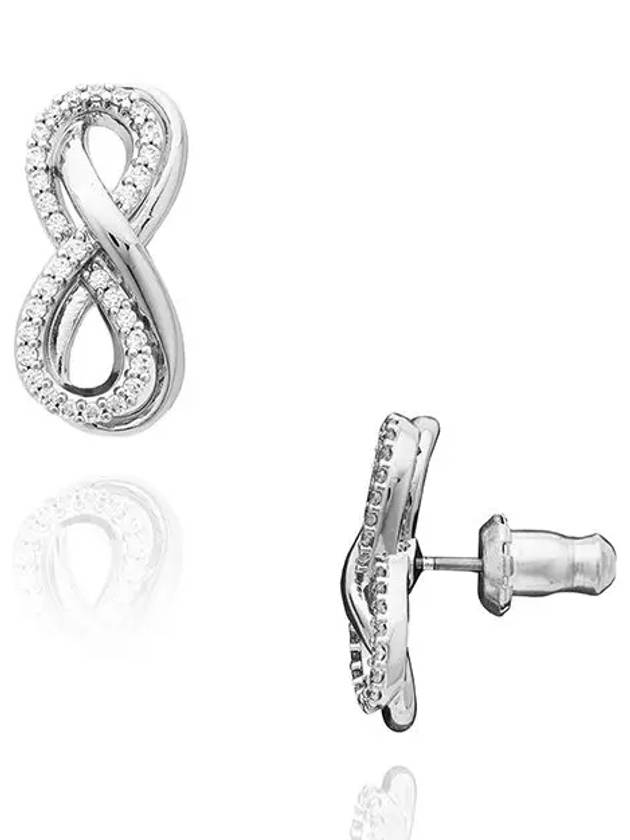 Hyperbola Stud Rhodium Earrings Silver - SWAROVSKI - BALAAN 5