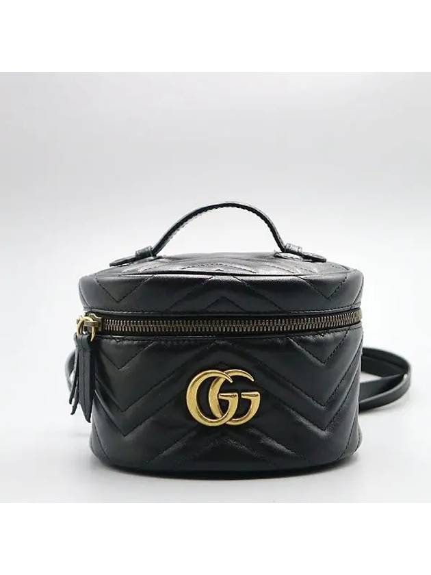 598594 Black leather GG Marmont mini backpack - GUCCI - BALAAN 2