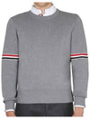 Men's Milan Stitch Armband Crew Neck Knit Top Light Grey - THOM BROWNE - BALAAN 3