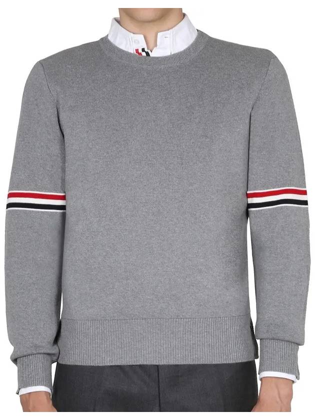 Men's Milan Stitch Armband Crew Neck Knit Top Light Grey - THOM BROWNE - BALAAN 3