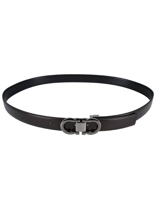 Gancini Reversible Leather Belt Black Dark Brown - SALVATORE FERRAGAMO - BALAAN 9