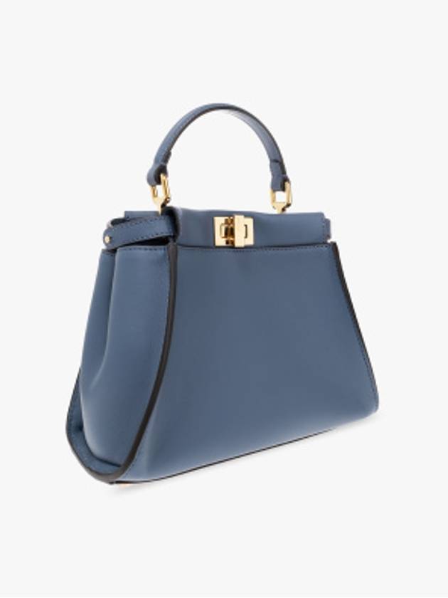 Peekaboo Small Leather Tote Bag Blue - FENDI - BALAAN 4