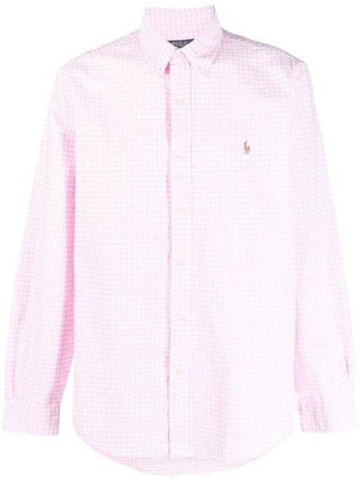 Embroidered Logo Check Long Sleeve Shirt Pink - POLO RALPH LAUREN - BALAAN 1