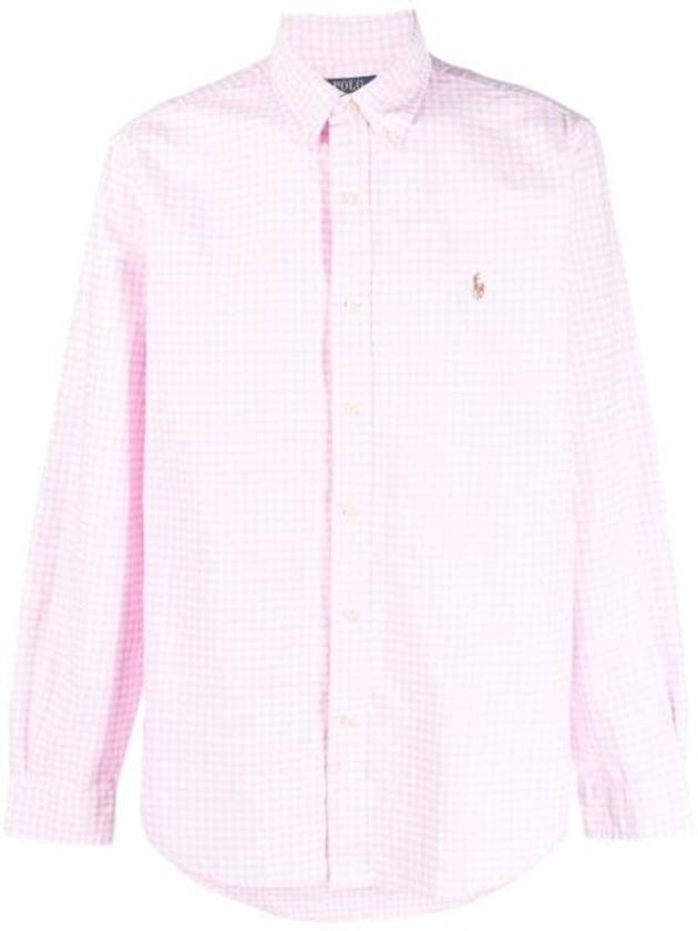 Embroidered Logo Check Long Sleeve Shirt Pink - POLO RALPH LAUREN - BALAAN 1