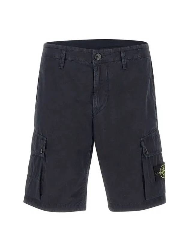 Men's Logo Patch Cargo Bermuda Shorts Blue - STONE ISLAND - BALAAN 2