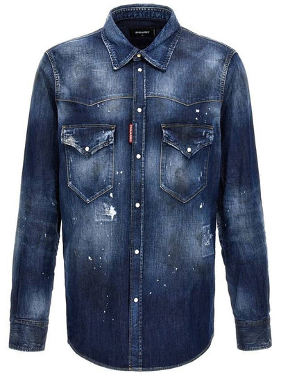 24 ss Denim Shirt WITH Blish Effect S74DM0795S30341470 B0650980205 - DSQUARED2 - BALAAN 2