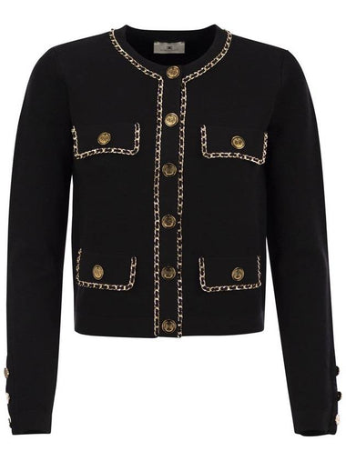 Viscose cropped jacket with chain - ELISABETTA FRANCHI - BALAAN 1