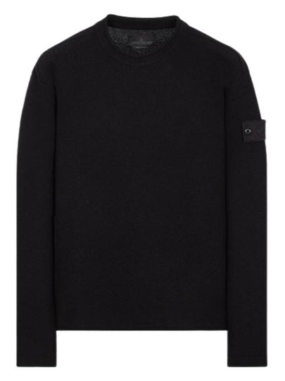 Ghost Piece Crew Neck Wool Knit Top Black - STONE ISLAND - BALAAN 2