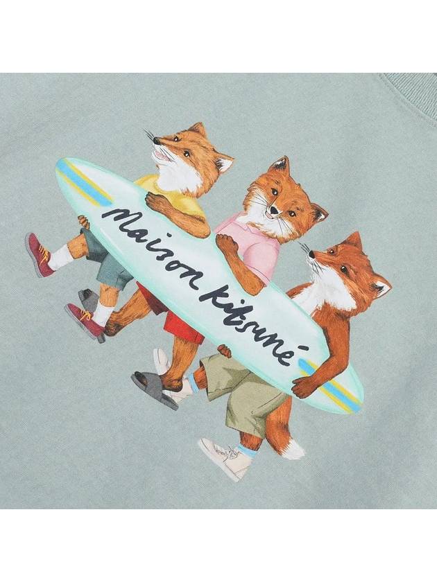 Surfing Foxes Logo Print Short Sleeve T-Shirt Sky Blue - MAISON KITSUNE - BALAAN 5