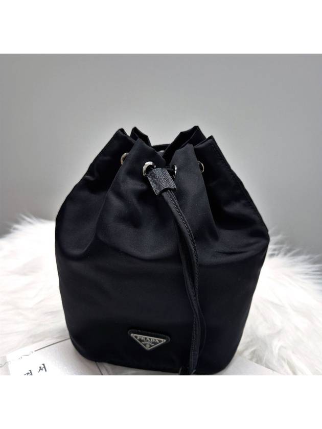 Triangle logo nylon bucket pouch bag black 1NA369 - PRADA - BALAAN 5