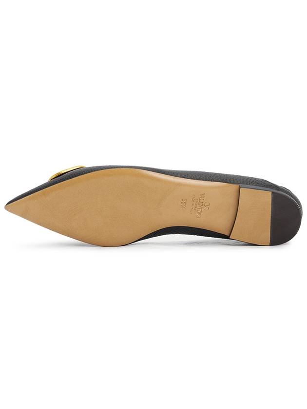 V Logo Pointed Toe Ballerina Flats Black - VALENTINO - BALAAN 7