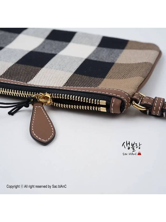 New Peyton Check Canvas Strap Clutch Bag Brown - BURBERRY - BALAAN 8