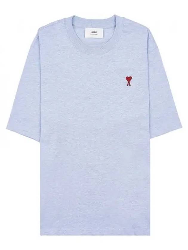 Small Heart Logo Boxy Fit Short Sleeve T-Shirt Light Blue - AMI - BALAAN 2