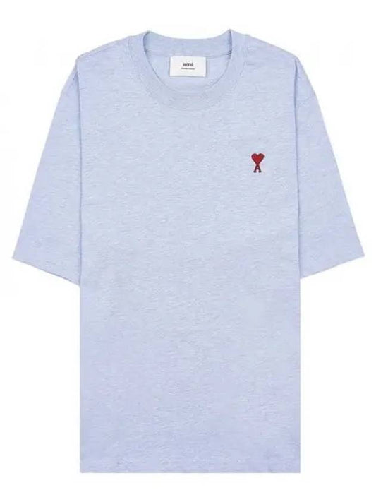 Small Heart Logo Boxy Fit Short Sleeve T-Shirt Light Blue - AMI - BALAAN 2