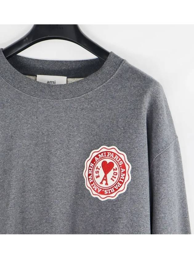 Heart Logo Patch Sweatshirt Grey - AMI - BALAAN 3