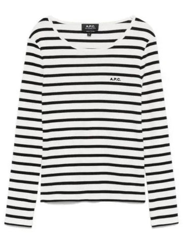 Logo Striped Long Sleeve T-Shirt Black White - A.P.C. - BALAAN 2