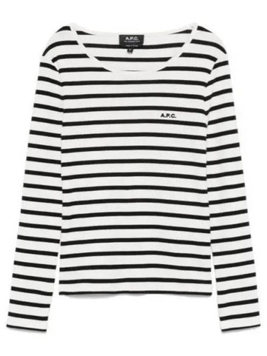 Logo Striped Long Sleeve T-Shirt Black White - A.P.C. - BALAAN 2