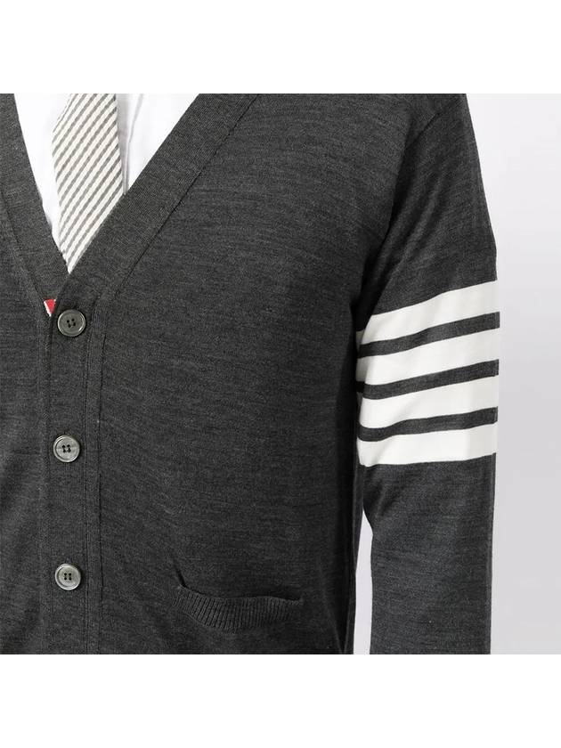 Men's Sustainable Classic Diagonal Wool Cardigan Dark Grey - THOM BROWNE - BALAAN 6