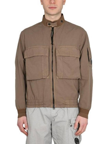 Flat Nylon Zip-Up Jacket Brown - CP COMPANY - BALAAN 1