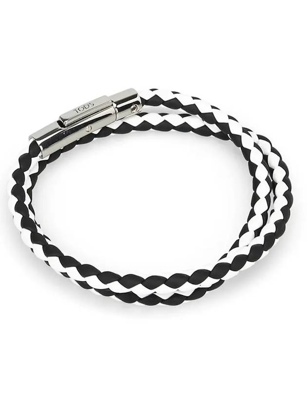 Men's My Colors Weaving Leather Bracelet Black White - TOD'S - BALAAN 1