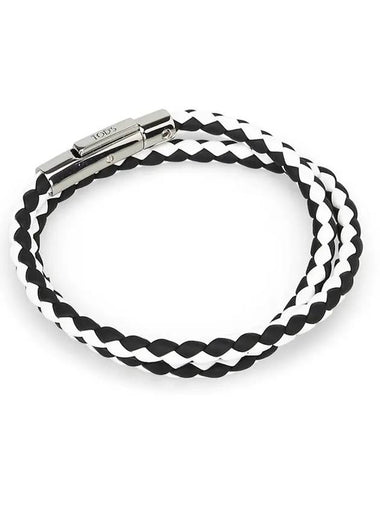 Men's My Colors Weaving Leather Bracelet Black White - TOD'S - BALAAN 1