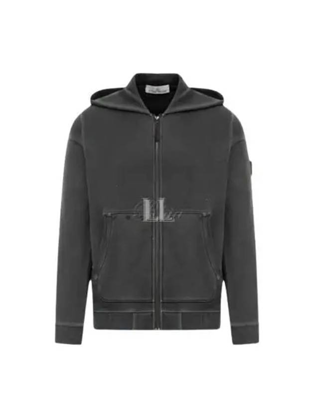 Logo Patch Zip-Up Hoodie Dark Grey - STONE ISLAND - BALAAN 2