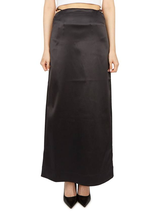 Double Satin Maxi H-Line Skirt Black - GANNI - BALAAN 4