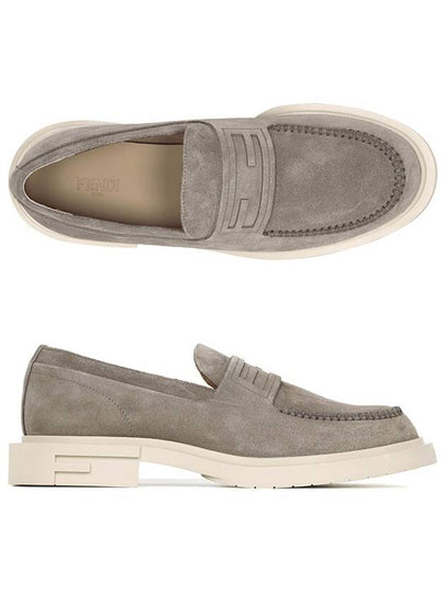 Frame Suede Loafers Grey - FENDI - BALAAN 2