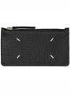 Maison Margiela Stitched Logo Grain Leather Zipper Card Holder Black - MAISON MARGIELA - BALAAN 1