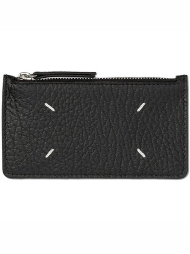 Maison Margiela Stitched Logo Leather Zipper Card Holder Black S56U10143 P0399 T8013 - MAISON MARGIELA - BALAAN 1