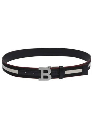 B Buckle Fabric Belt Black Multi BBUCKLE35MT - BALLY - BALAAN 1