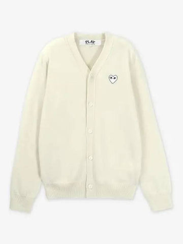 COMME DES GARCONS PLAY White Heart Wappen Logo Cardigan Natural AZN0660513 - COMME DES GARCONS PLAY - BALAAN 1