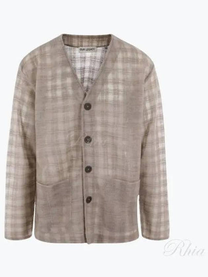 Men's Check Relaxed Fit Cardigan Grey - OUR LEGACY - BALAAN 2