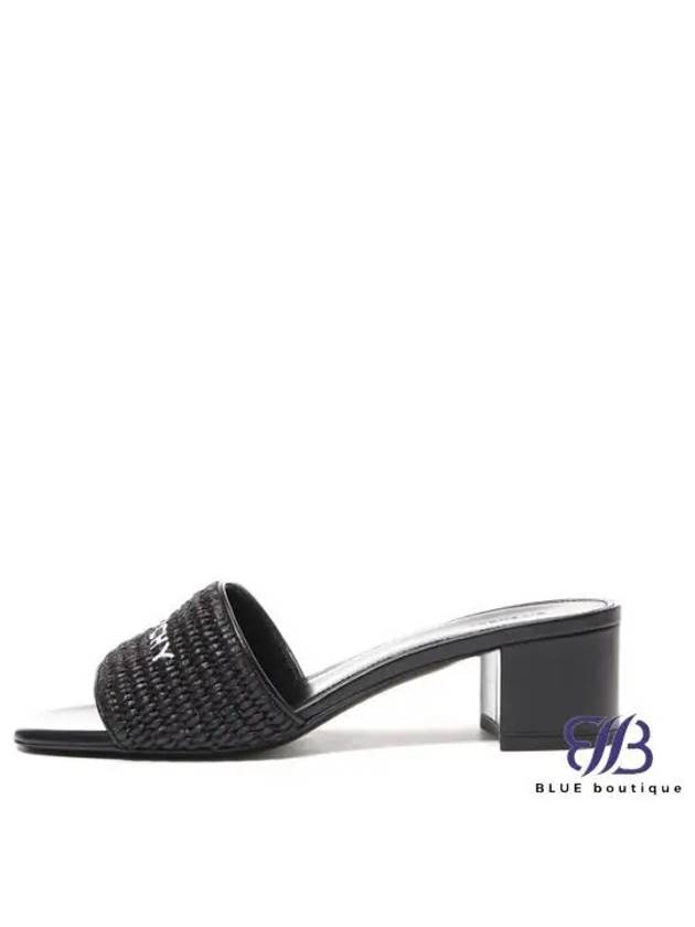 4G Logo Embroidered Raffia Sandal Heels Black - GIVENCHY - BALAAN 2