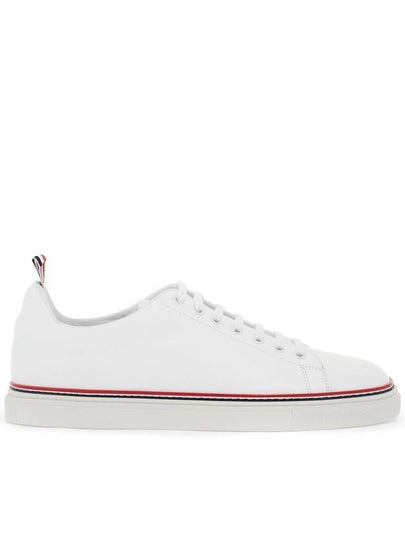 Tennis Vitello Calf Leather Low Top Sneakers White - THOM BROWNE - BALAAN 2