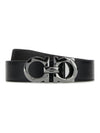 Silver Gancini Reversible Leather Belt Black - SALVATORE FERRAGAMO - BALAAN 2