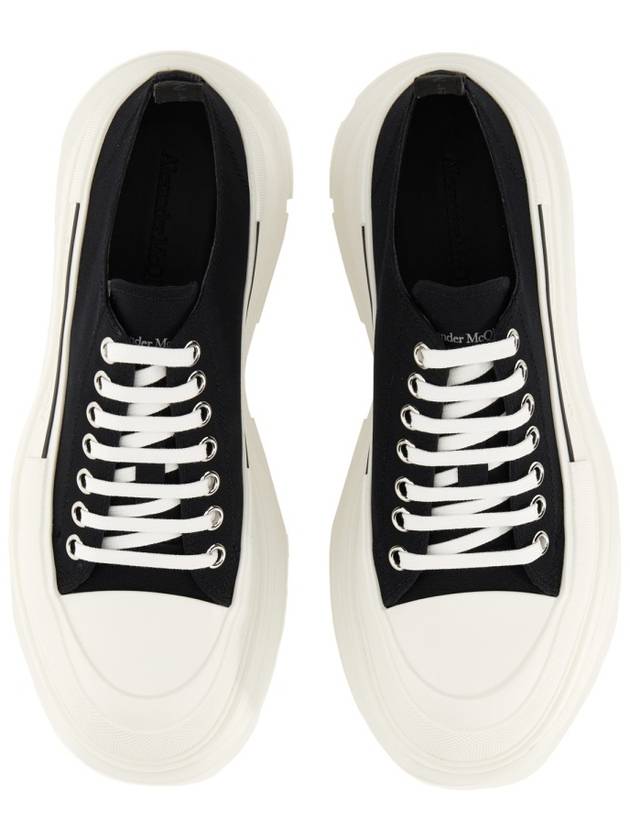 Tread Slick Platform Low Top Sneakers Black White - ALEXANDER MCQUEEN - BALAAN 5