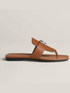 Galerie Buckle Leather Sandals Brown - HERMES - BALAAN 4