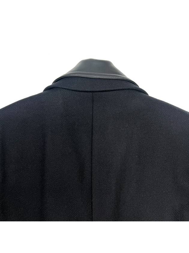 Men s Leather Collar Single Coat Black - MOSCHINO - BALAAN 6