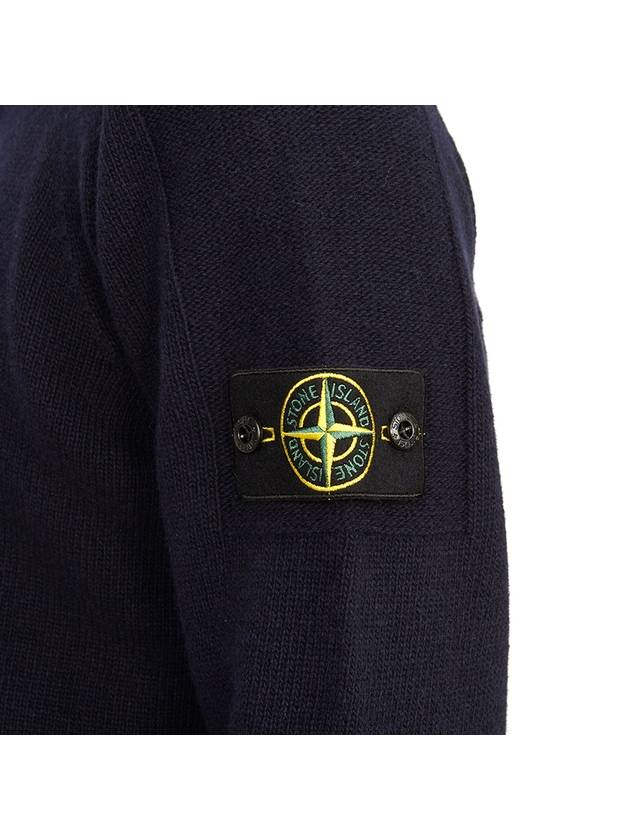 Wappen Patch Lambswool Half-Zip Knit Top Navy - STONE ISLAND - BALAAN 9