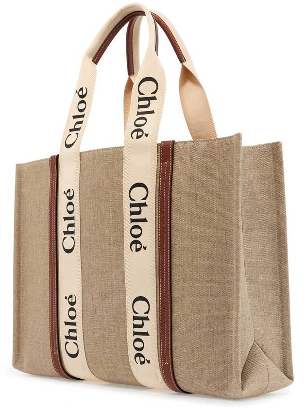 Woody Large Tote Bag White Brown Beige - CHLOE - BALAAN 3