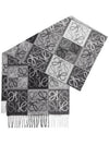 Anagram Checkerboard Wool Cashmere Muffler Black White - LOEWE - BALAAN.
