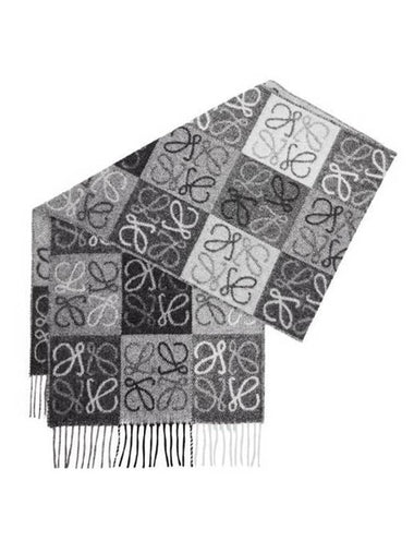 Anagram Checkerboard Wool Cashmere Muffler Black White - LOEWE - BALAAN 1