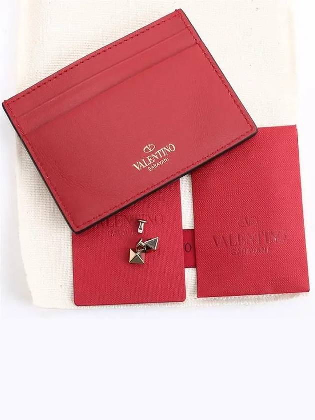 Rockstud Card Wallet Red PW2P0486BOL 0RO - VALENTINO - BALAAN 6